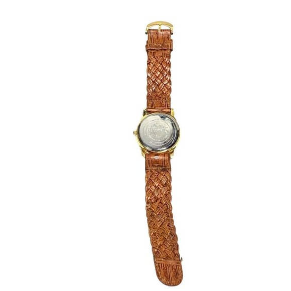 Limited Edition 1993 Save Animals Gold-Plated Cat Watch Brown Leather Strap - Picture 6 of 9